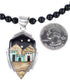 Silver Multicolor Inlay Native American Village Design Necklace Set AX94876